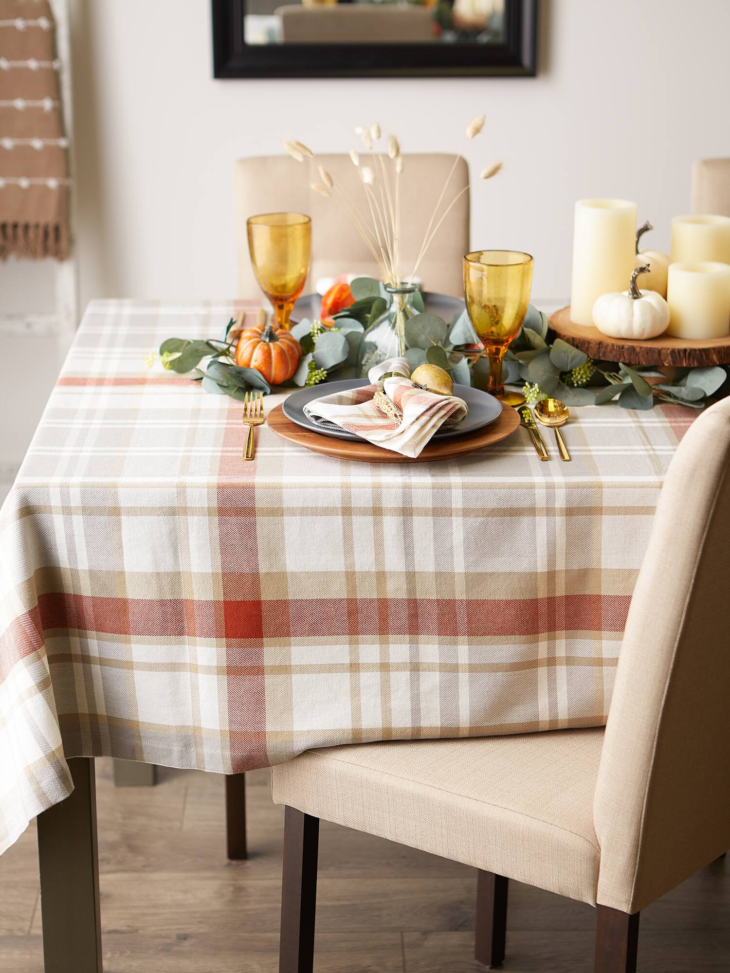 DII® 120" Plaid Thanksgiving Cozy Picnic Tablecloth